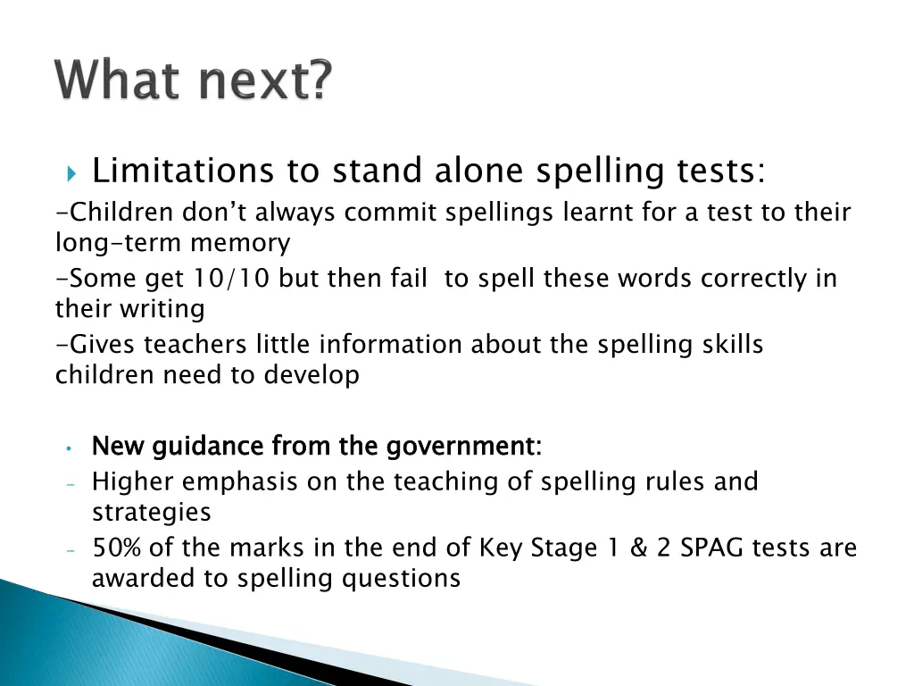 limitations to stand alone spelling tests