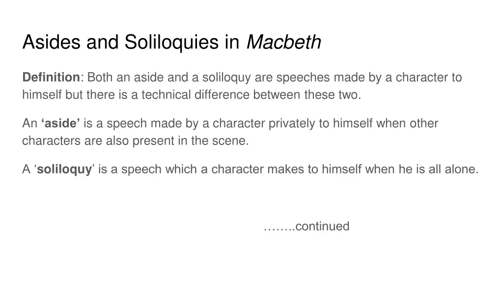 asides and soliloquies in macbeth