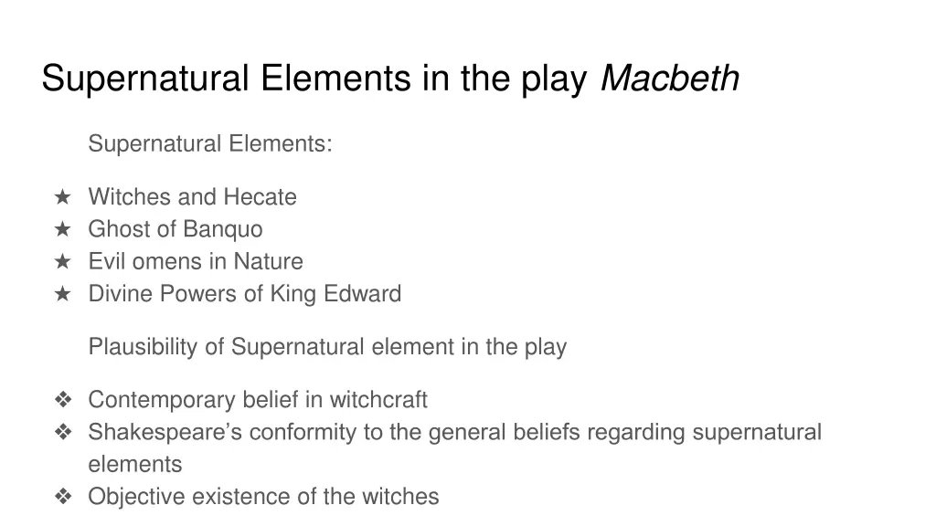 supernatural elements in the play macbeth