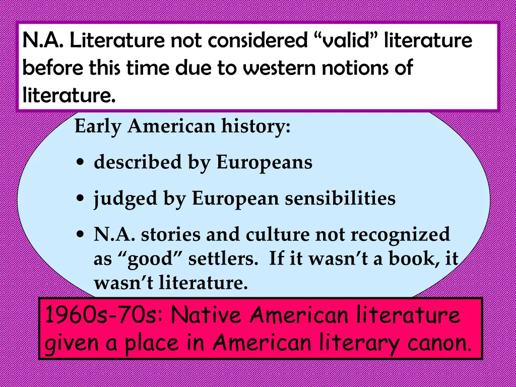 n a literature not considered valid literature