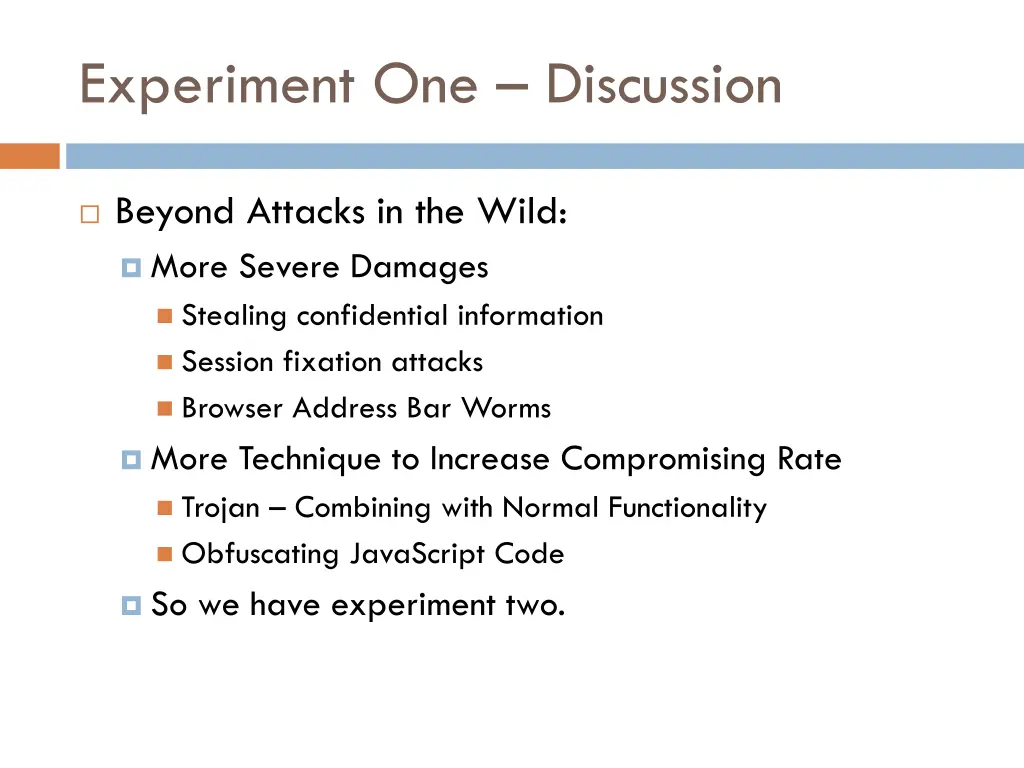 experiment one discussion