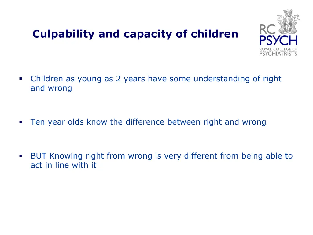 culpability and capacity of children