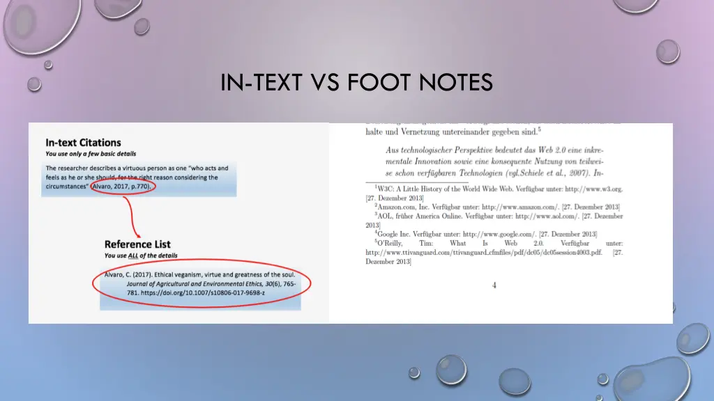 in text vs foot notes