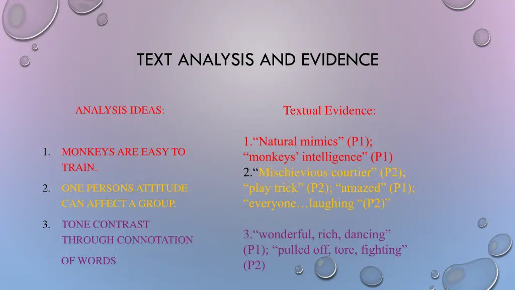 text analysis and evidence