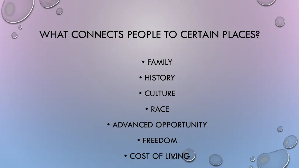 what connects people to certain places