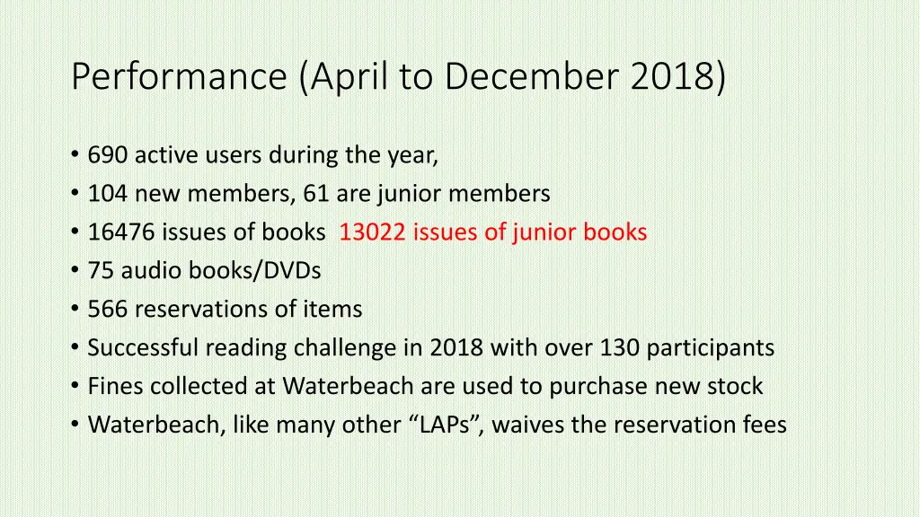 performance april to december 2018