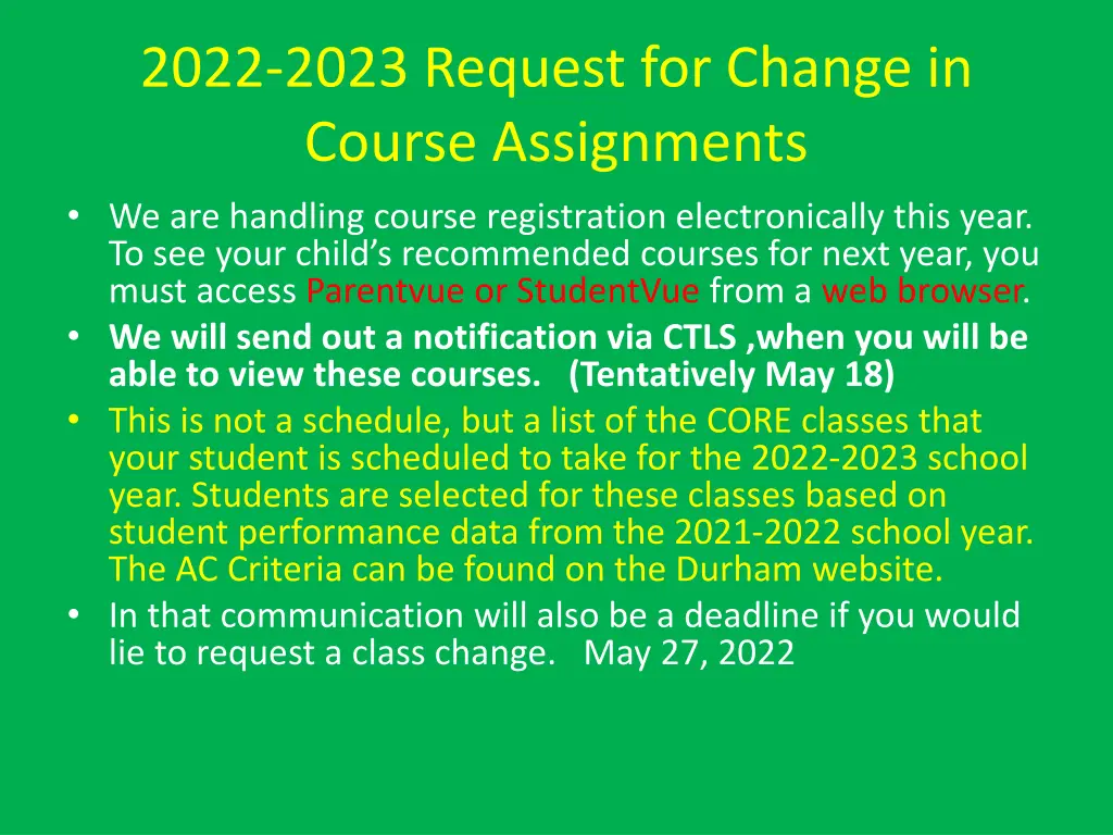 2022 2023 request for change in course