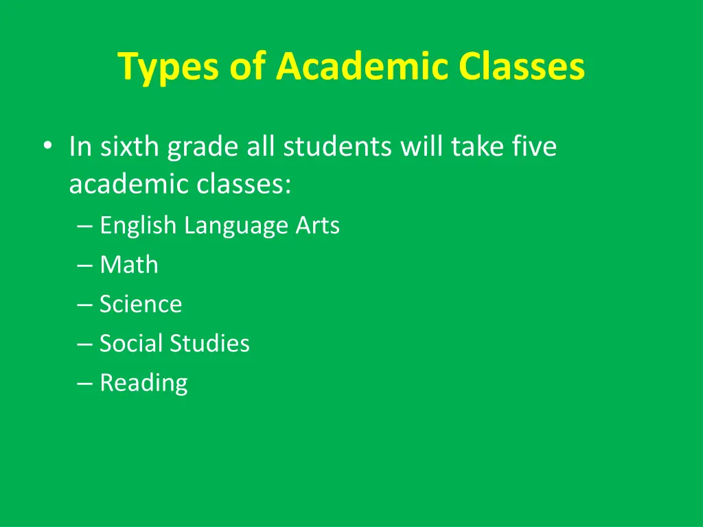 types of academic classes