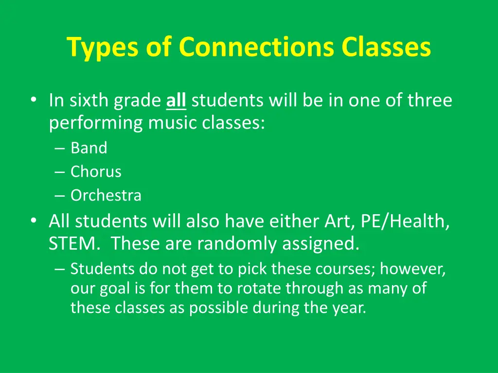 types of connections classes