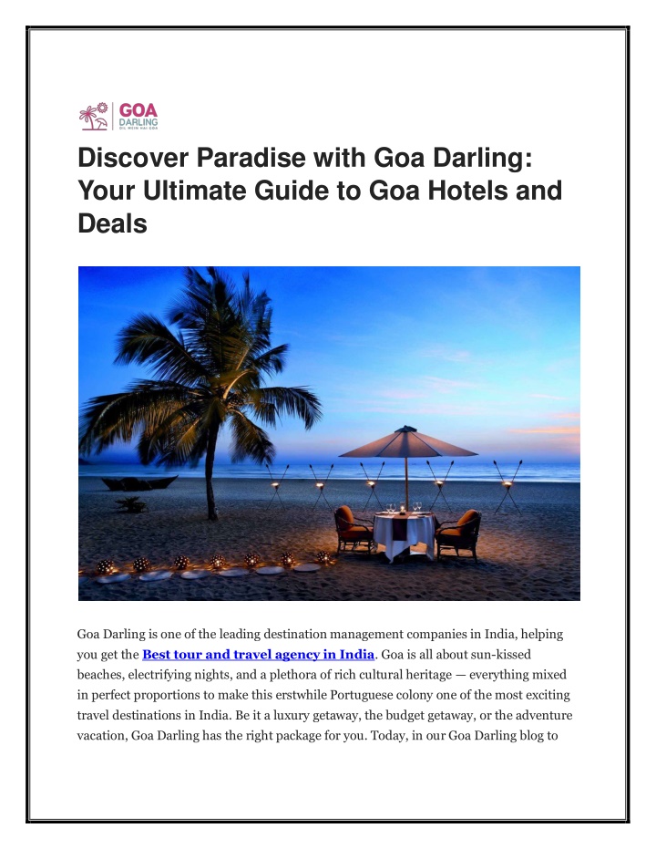 discover paradise with goa darling your ultimate