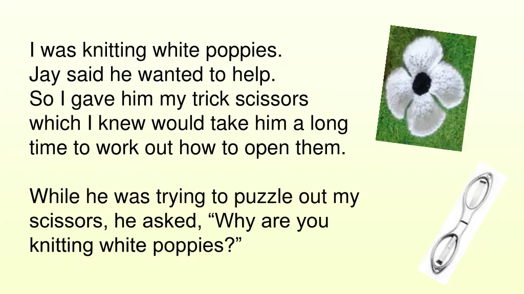 i was knitting white poppies jay said he wanted