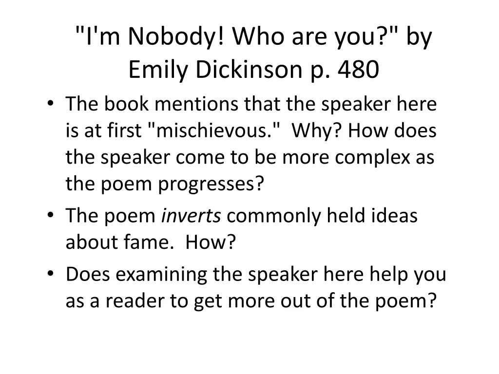 i m nobody who are you by emily dickinson