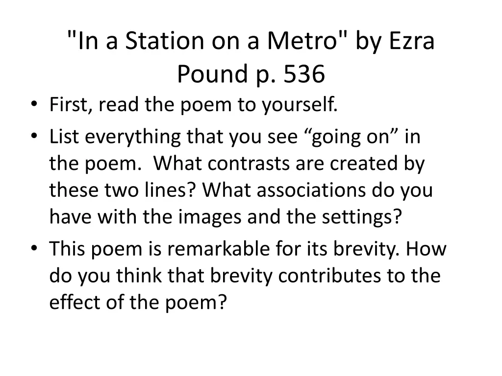 in a station on a metro by ezra pound p 536 first