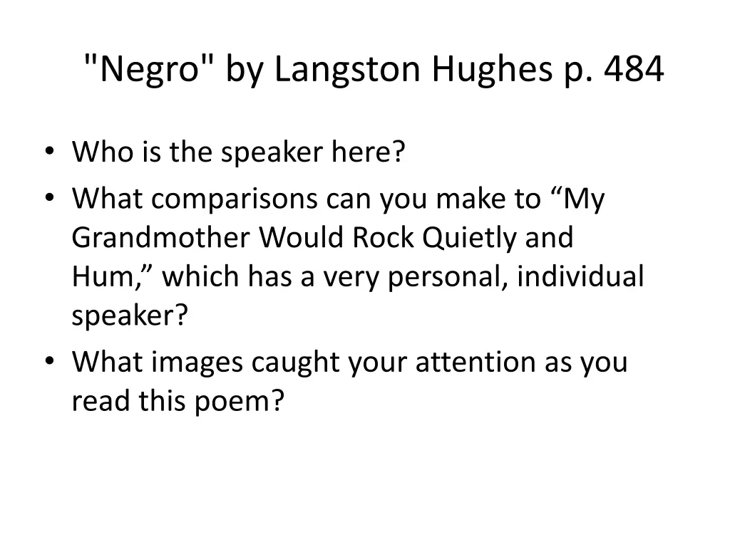 negro by langston hughes p 484