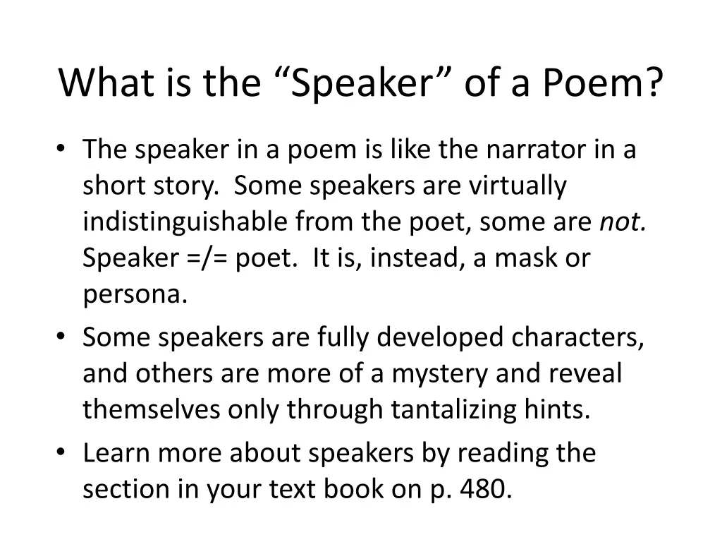 what is the speaker of a poem