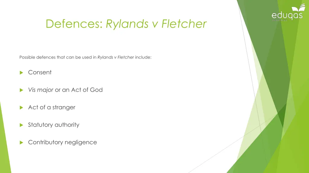 defences rylands v fletcher