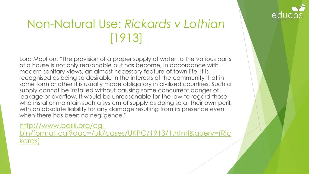 non natural use rickards v lothian 1913 1