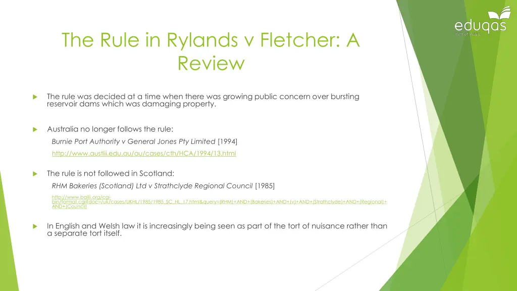 the rule in rylands v fletcher a review