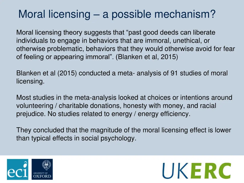 moral licensing a possible mechanism moral