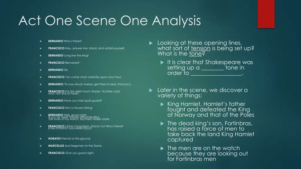 act one scene one analysis