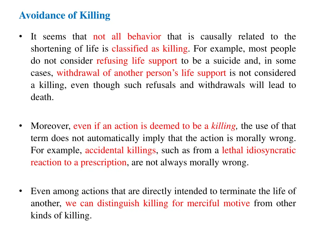 avoidance of killing 1