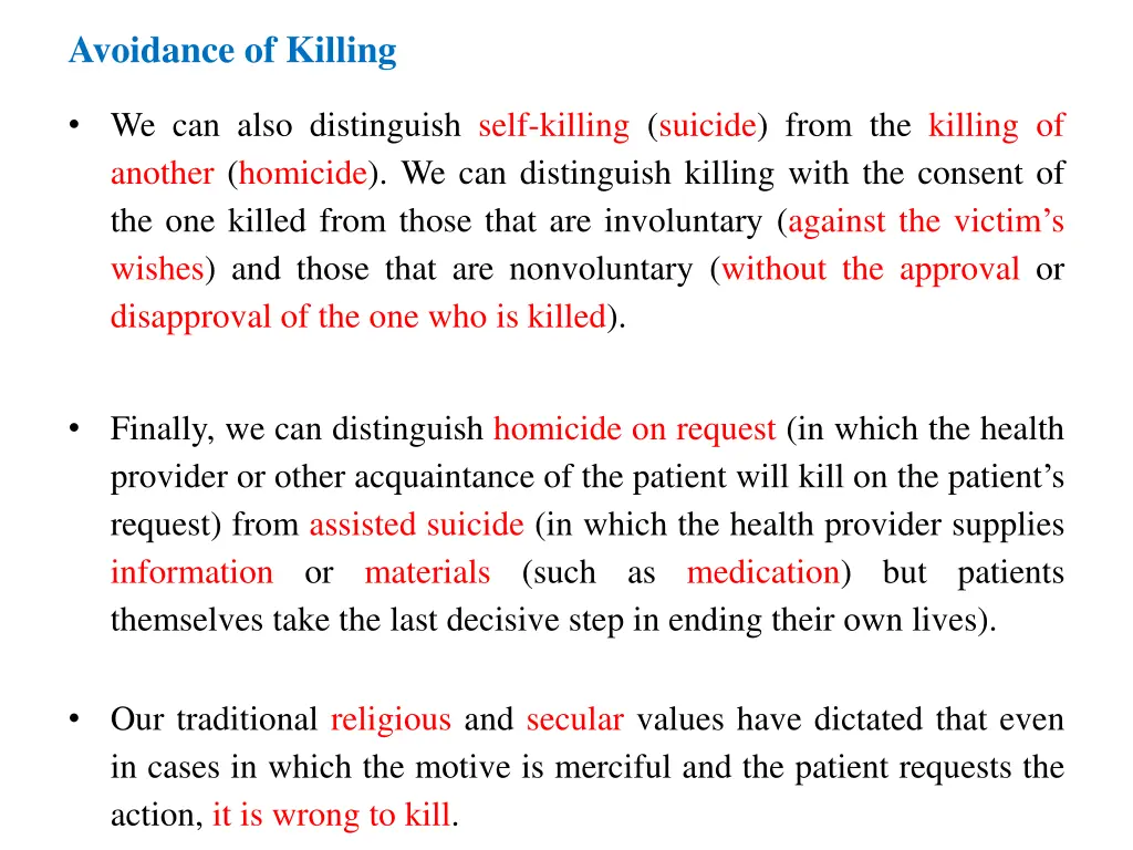 avoidance of killing 2