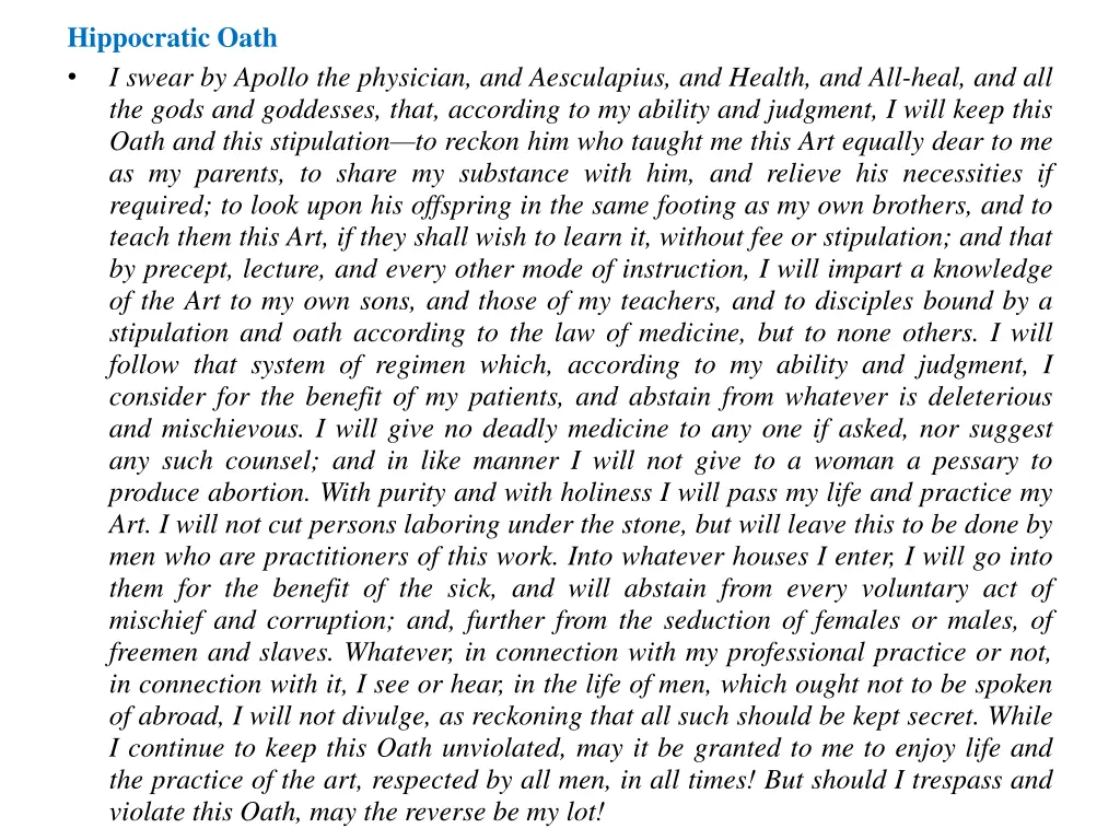 hippocratic oath i swear by apollo the physician