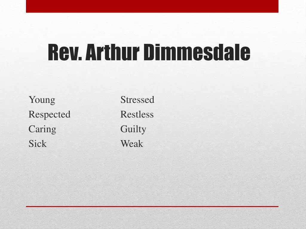 rev arthur dimmesdale