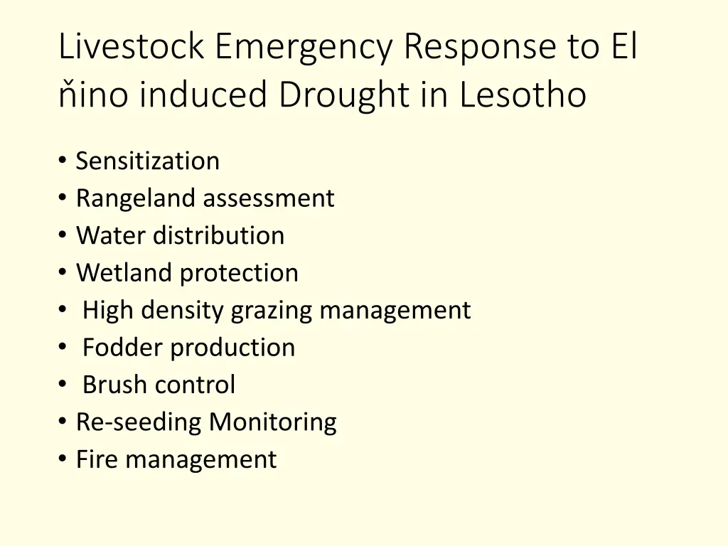 livestock emergency response to el ino induced