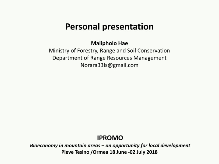 personal presentation