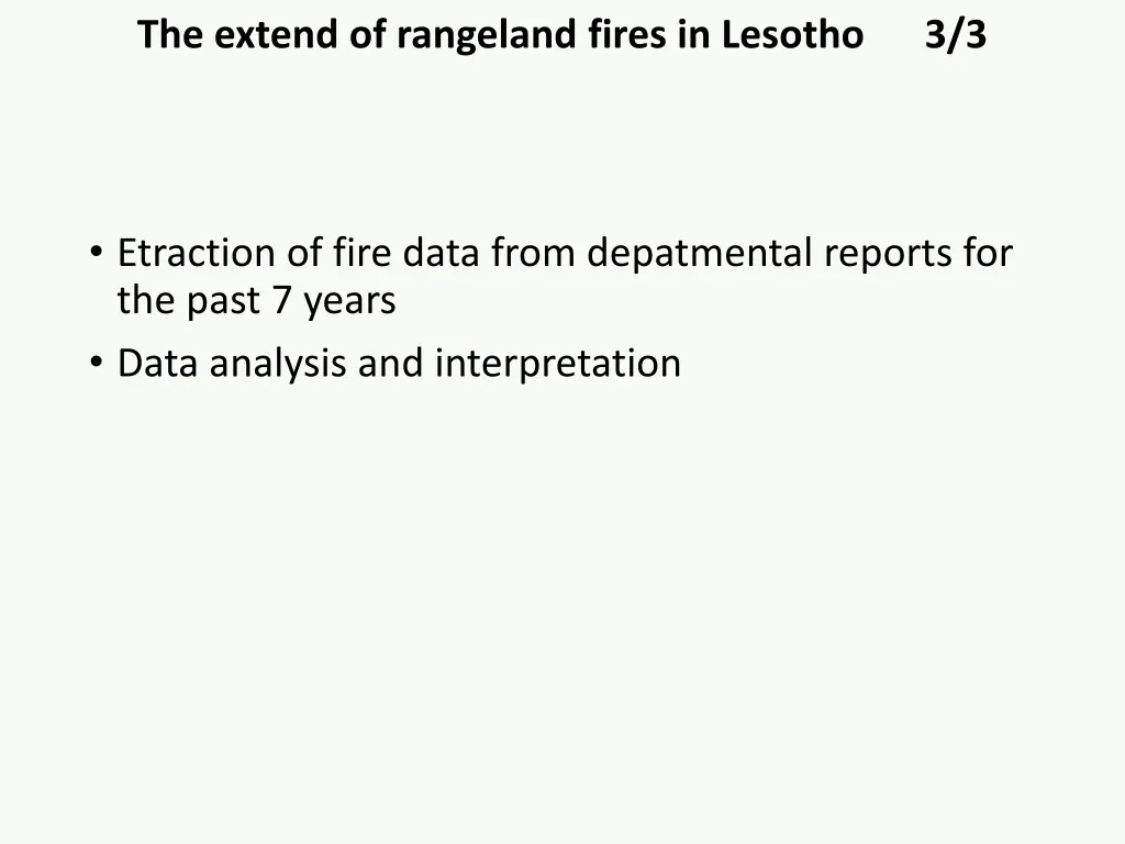 the extend of rangeland fires in lesotho