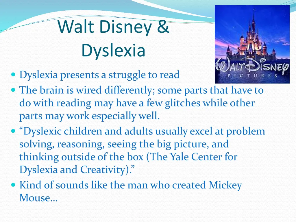 walt disney dyslexia