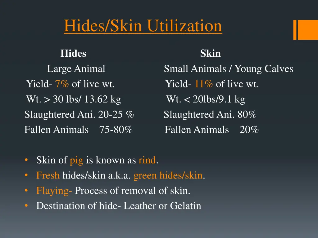 hides skin utilization