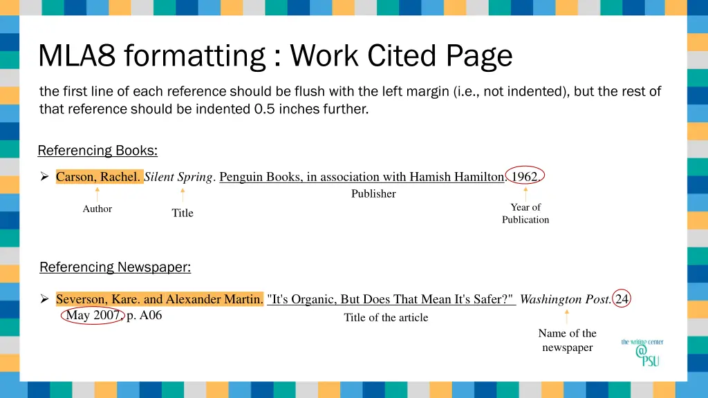 mla8 formatting work cited page