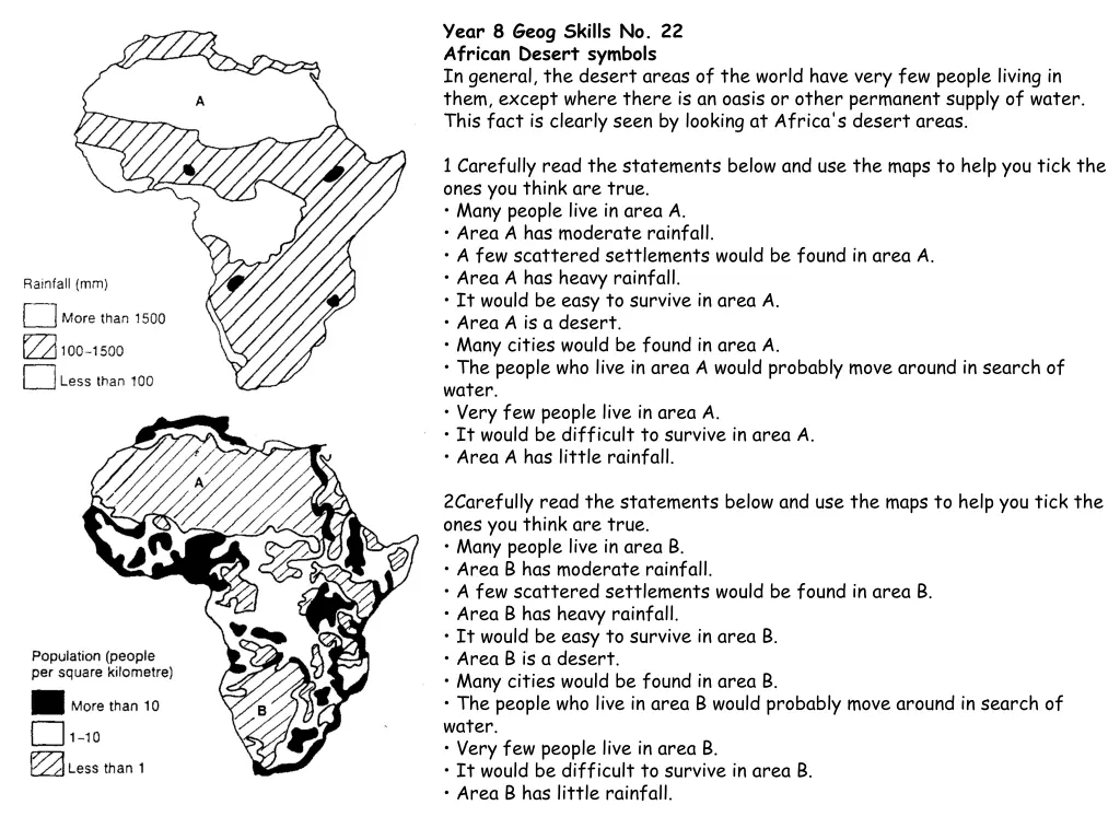 year 8 geog skills no 22 african desert symbols