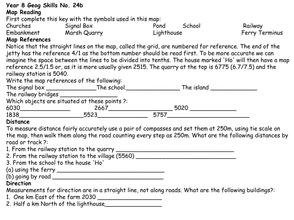 year 8 geog skills no 24b map reading first