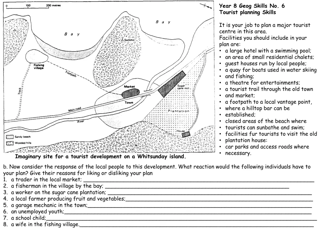 year 8 geog skills no 6 tourist planning skills