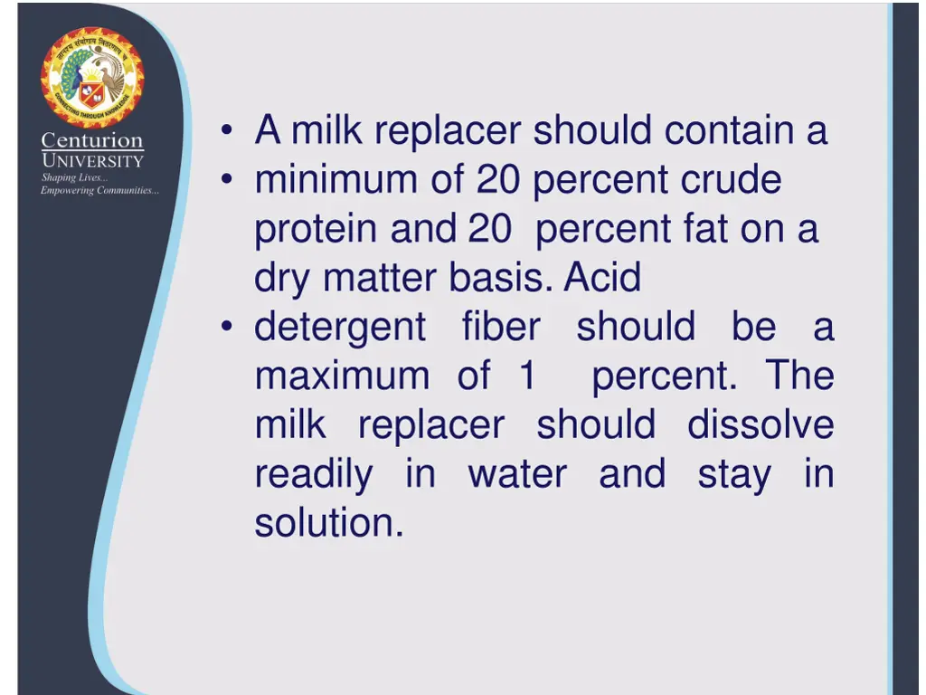 a milk replacer should contain a minimum