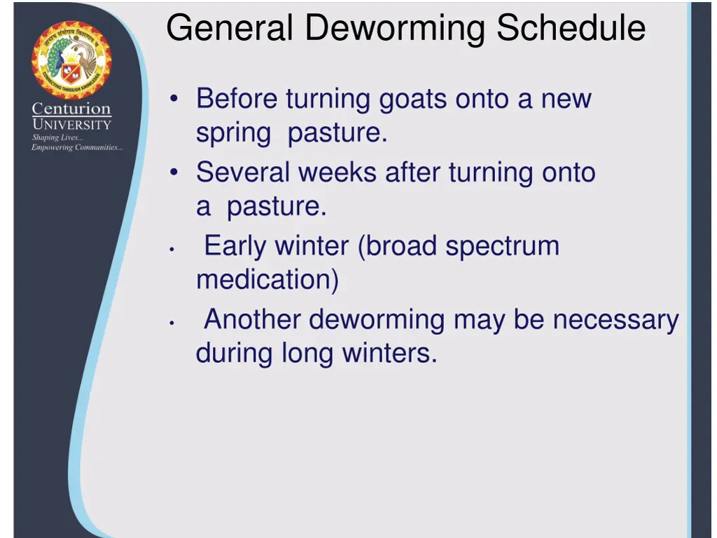 general deworming schedule