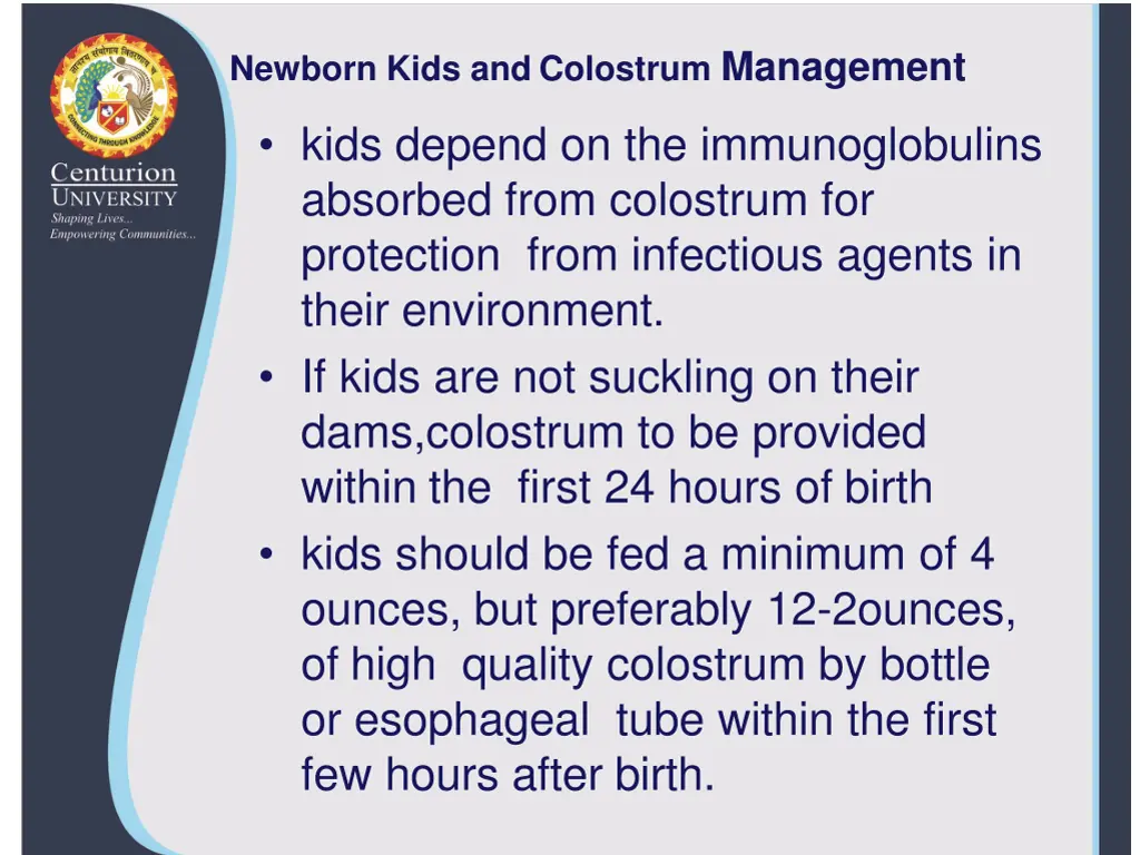 newborn kids and colostrum management