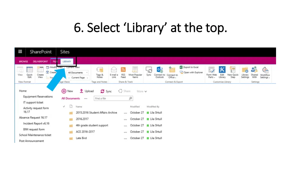 6 select library at the top 6 select library