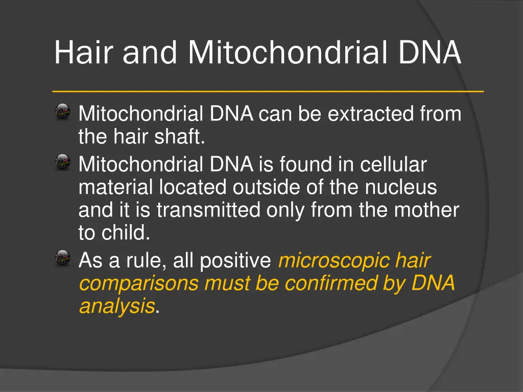 hair and mitochondrial dna