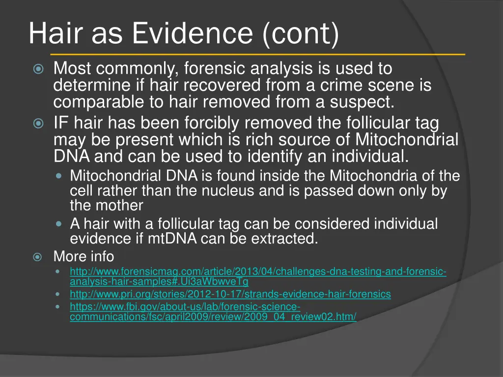 hair as evidence cont