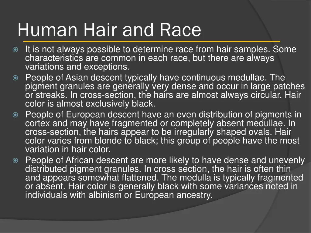 human hair and race it is not always possible