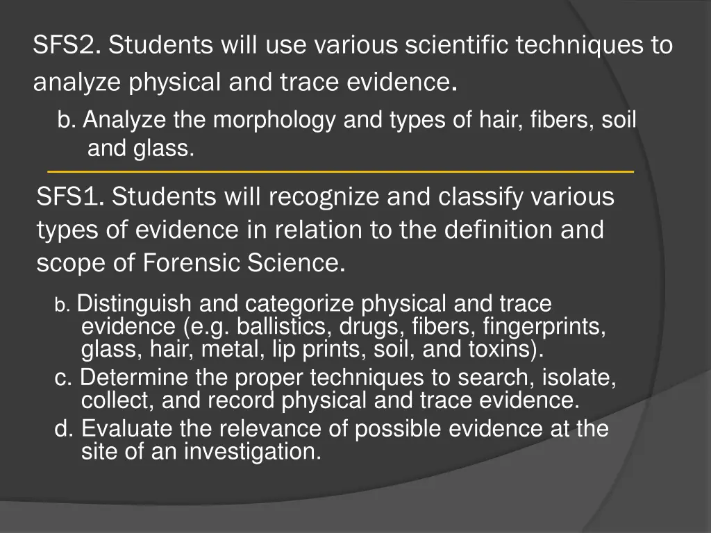 sfs2 students will use various scientific