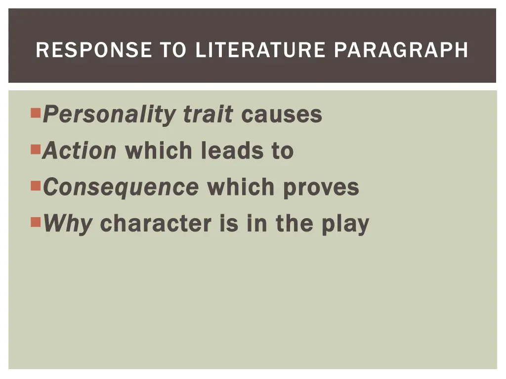 response to literature paragraph