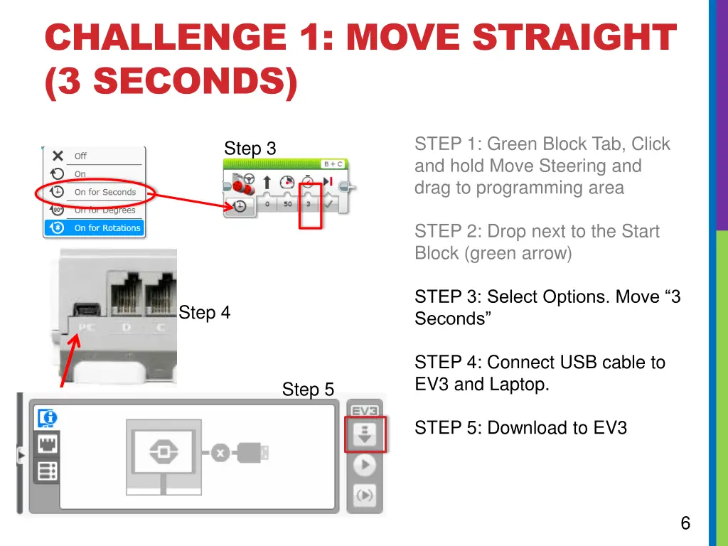 challenge 1 move straight 3 seconds