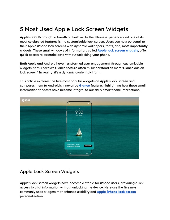 5 most used apple lock screen widgets