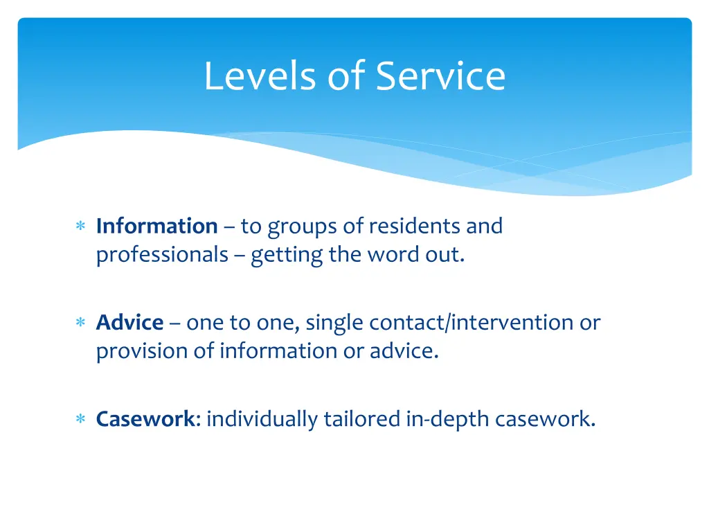 levels of service