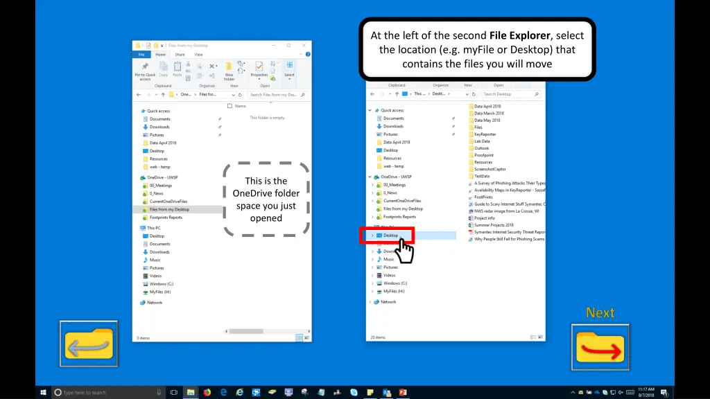 at the left of the second file explorer select